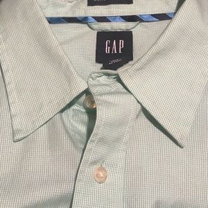 GAP Light Green/White Sm Checkered Dress Shirt